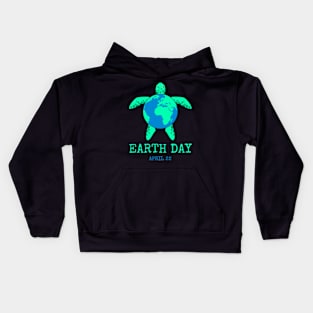 Earth Day 2024 Restore Earth Sea Turtle Art Save the Planet Kids Hoodie